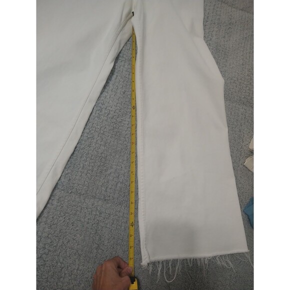 Zara Distressed Wide Leg Jeans White Sz 12 Boho Beachy Cottagecore - Picture 5 of 8